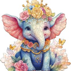 Mindful Wooden Jigsaw Puzzle-Crowned Elephant