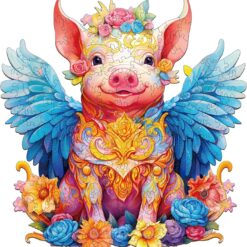 Mindful Wooden Jigsaw Puzzle-Angel Pig