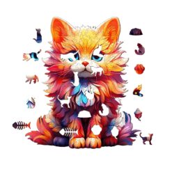 Alternative view of Mindful Wooden Jigsaw Puzzle-docile cat