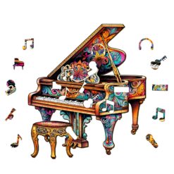 Alternative view of Mindful Wooden Jigsaw Puzzle- Touching piano
