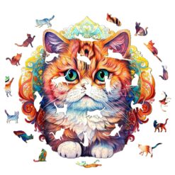 Alternative view of Mindful Wooden Jigsaw Puzzle-MANDALA CAT