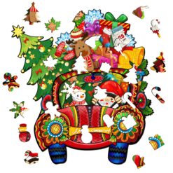 Alternative view of Mindful Wooden Jigsaw Puzzle-CHRISTMAS CAR