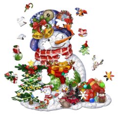 Alternative view of Mindful Wooden Jigsaw Puzzle-CHRISTMAS SNOWMAN