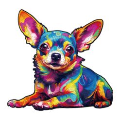 Mindful Wooden Jigsaw Puzzle-Colorful Chihuahua