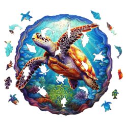 Alternative view of Mindful Wooden Jigsaw Puzzle-DEEP SEA TURTLE-1