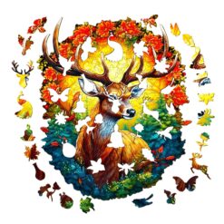 Alternative view of Mindful Wooden Jigsaw Puzzle-Deer of Life-2