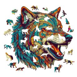 Alternative view of Mindful Wooden Jigsaw Puzzle-Fierce Wolf