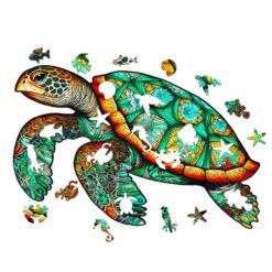 Alternative view of Mindful Wooden Jigsaw Puzzle-Graceful Sea Turtle