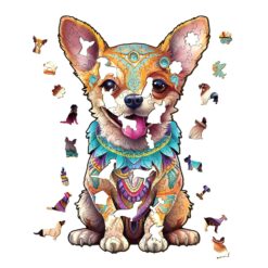 Alternative view of Mindful Wooden Jigsaw Puzzle-Happy Chihuahua