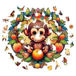 Alternative view of Mindful Wooden Jigsaw Puzzle-Happy Monkey