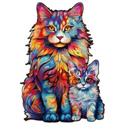 Mindful Wooden Jigsaw Puzzle-Maine Coon family-2