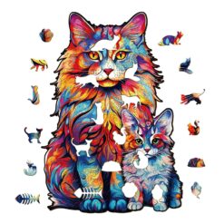 Alternative view of Mindful Wooden Jigsaw Puzzle-Maine Coon family-2