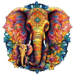 Mindful Wooden Jigsaw Puzzle-Mandala Elephant Family