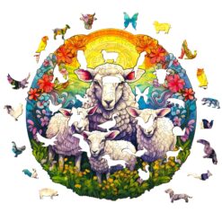 Alternative view of Mindful Wooden Jigsaw Puzzle-MANDALA SHEEP