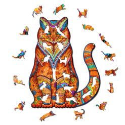 Alternative view of Mindful Wooden Jigsaw Puzzle-TACTFUL CAT