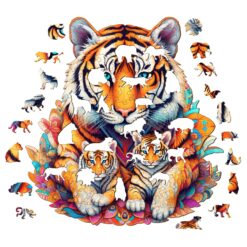 Alternative view of Mindful Wooden Jigsaw Puzzle-Tiger Family