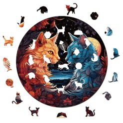 Alternative view of Mindful Wooden Jigsaw Puzzle-YIN YANG CAT-2