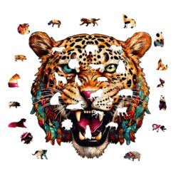 Alternative view of Mindful Wooden Jigsaw Puzzle-Agile Leopard