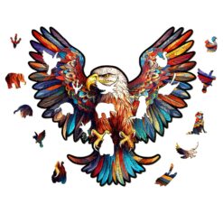 Alternative view of Mindful Wooden Jigsaw Puzzle-Bald Eagle with Spread Wings
