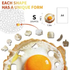 Alternative view of Mindful Wooden Jigsaw Puzzle-Fried Egg