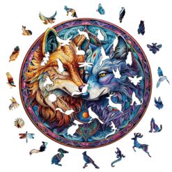 Alternative view of Mindful Wooden Jigsaw Puzzle-MANDALA YIN YANG WOLF 2