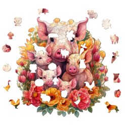 Alternative view of Mindful Wooden Jigsaw Puzzle-Mother pig and piglet-1