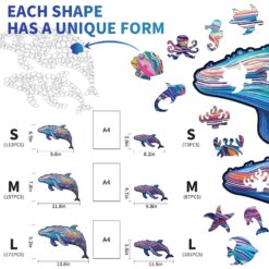 Alternative view of Mindful Wooden Jigsaw Puzzle-Parent-child Whale