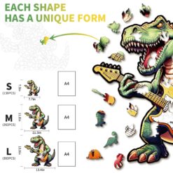 Alternative view of Mindful Wooden Jigsaw Puzzle-Rock T-Rex