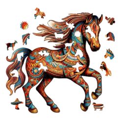 Alternative view of Mindful Wooden Jigsaw Puzzle-Running Horse
