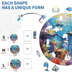 Alternative view of Mindful Wooden Jigsaw Puzzle-Underwater World