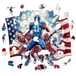 Alternative view of Mindful Wooden Jigsaw Puzzle-American Football