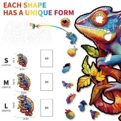 Alternative view of Mindful Wooden Jigsaw Puzzle-Colorful Chameleon