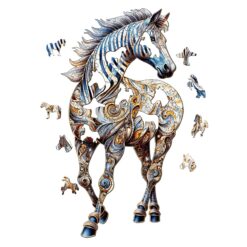 Alternative view of Mindful Wooden Jigsaw Puzzle-Free Zebra