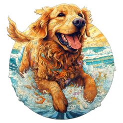 Mindful Wooden Jigsaw Puzzle-Happy Golden Retriever