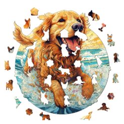 Alternative view of Mindful Wooden Jigsaw Puzzle-Happy Golden Retriever