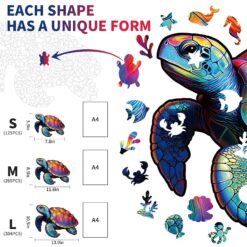 Alternative view of Mindful Wooden Jigsaw Puzzle-Leisure Turtle