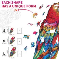 Alternative view of Mindful Wooden Jigsaw Puzzle-Lovely Parrot