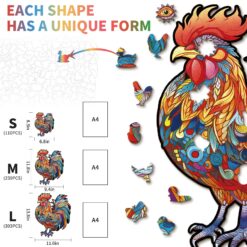 Alternative view of Mindful Wooden Jigsaw Puzzle-Majestic Cock