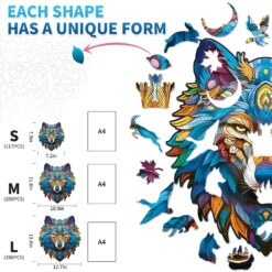 Alternative view of Mindful Wooden Jigsaw Puzzle-Majestic Wolf
