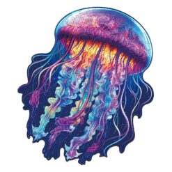 Mindful Wooden Jigsaw Puzzle-Watercolor Jellyfish
