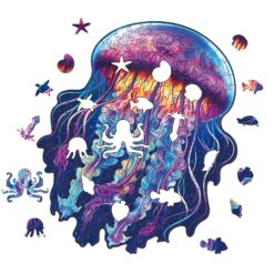 Alternative view of Mindful Wooden Jigsaw Puzzle-Watercolor Jellyfish