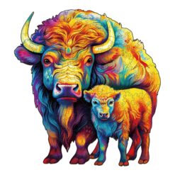 Mindful Wooden Jigsaw Puzzle-American Bison Family