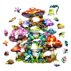 Alternative view of Mindful Wooden Jigsaw Puzzle-Frog Family