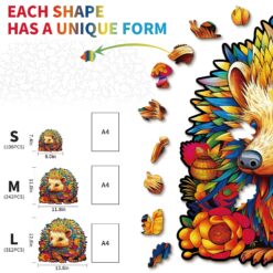 Alternative view of Mindful Wooden Jigsaw Puzzle-Smart Hedgehog