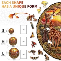 Alternative view of Mindful Wooden Jigsaw Puzzle-The Giraffe Family