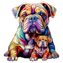 Mindful Wooden Jigsaw Puzzle - Bulldog Family 2