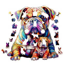 Alternative view of Mindful Wooden Jigsaw Puzzle - Bulldog Family 2