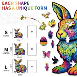 Alternative view of Mindful Wooden Jigsaw Puzzle-Cute Rabbit