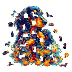Alternative view of Mindful Wooden Jigsaw Puzzle-Long-haired Dachshund Family