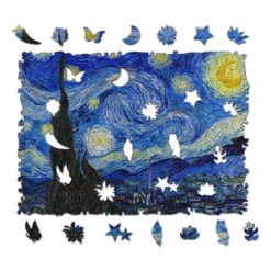 Alternative view of Mindful Wooden Jigsaw Puzzle-The Starry Night